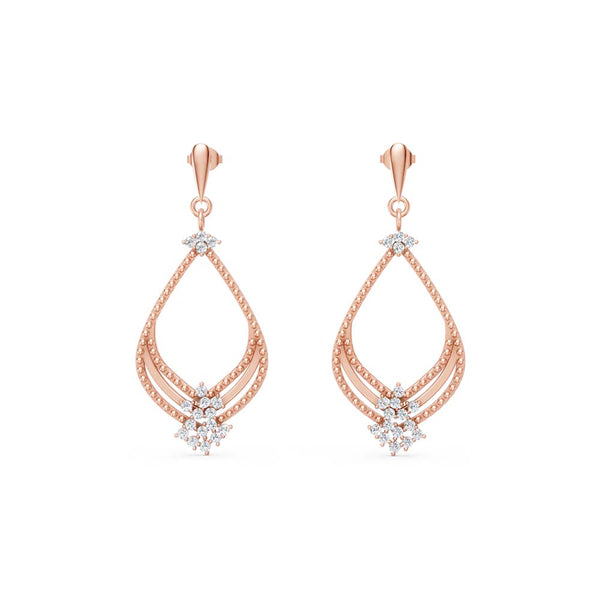Miss Highness 925 Silver Rose Gold Drop Earrings with Zircons For Women