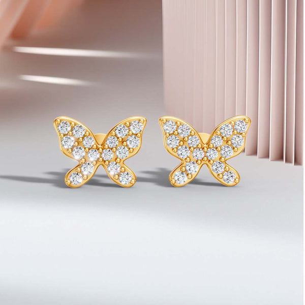 Miss Highness 925 Silver Gold Butterfly Stud Earrings for Women