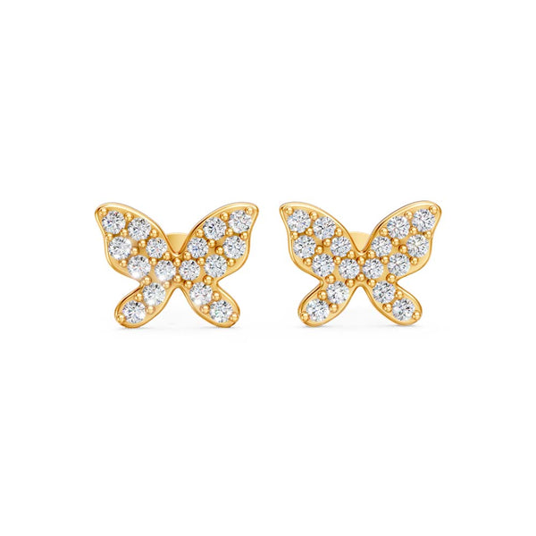 Miss Highness 925 Silver Gold Butterfly Stud Earrings for Women