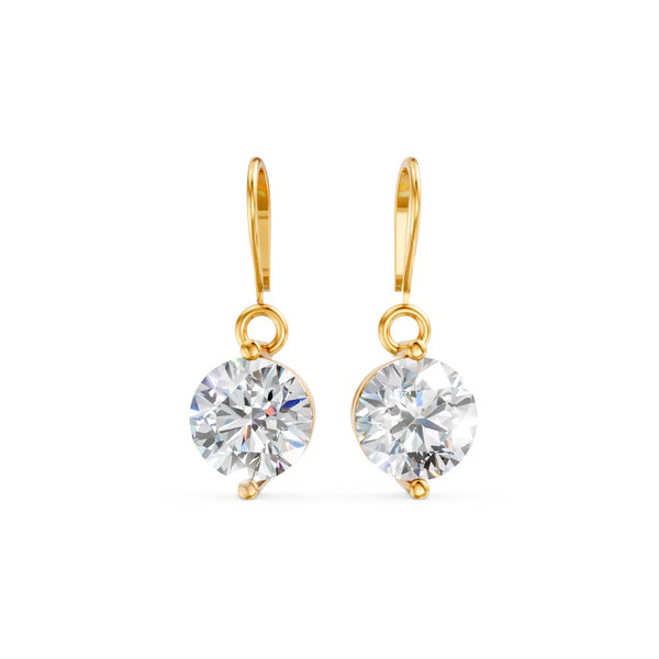 Classic Solitaire Gold-Plated 925 Silver Drop Earrings | Sparkling CZ Earrings for Women