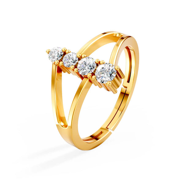 925 Sterling Silver 24K Gold-Plated Multi-Shape Stone Open Ring for Women & Girls