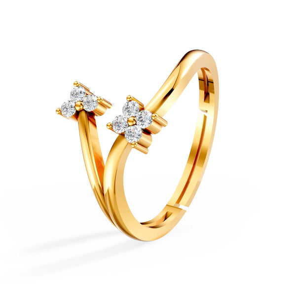 925 Sterling Silver 24K Gold-Plated Floral Open Ring for Women & Girls