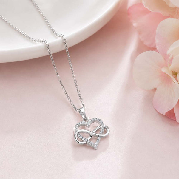 Miss Highness 925 Sterling Silver Heart & Infinity Pendant with Chain for Women