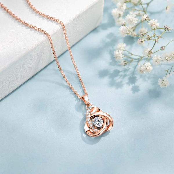 Miss Highness Rose Gold Knot Pendant in 925 Silver with Zircon For Women