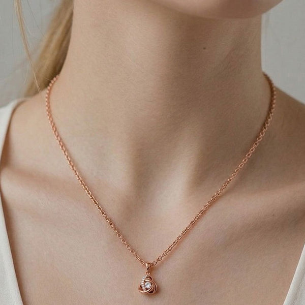 Miss Highness Rose Gold Knot Pendant in 925 Silver with Zircon For Women