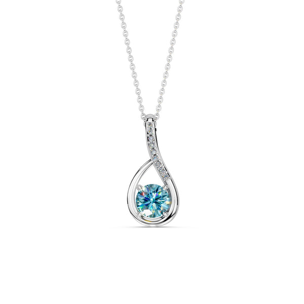 Miss Highness 925 Silver Blue Stone Pendant with Zircon Accents For Women