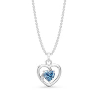 Miss Highness 925 Silver Blue Heart Pendant with Zircon Accents For Women