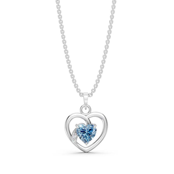 Miss Highness 925 Silver Blue Heart Pendant with Zircon Accents For Women