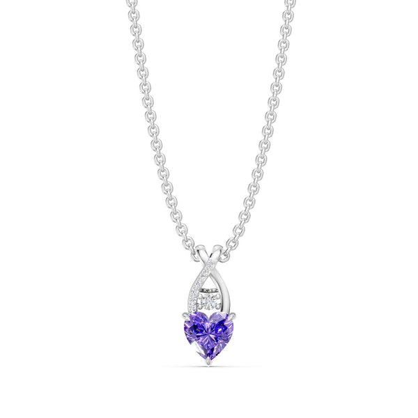 Miss Highness 925 Sterling Silver Heart Shape Purple Pendant Necklace for Women