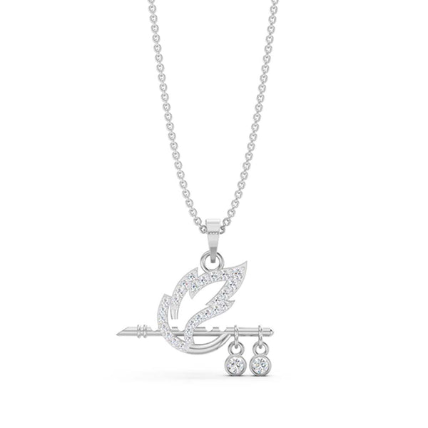 Miss Highness 925 Silver Leaf & Bar Pendant with Zircon Sparkle
