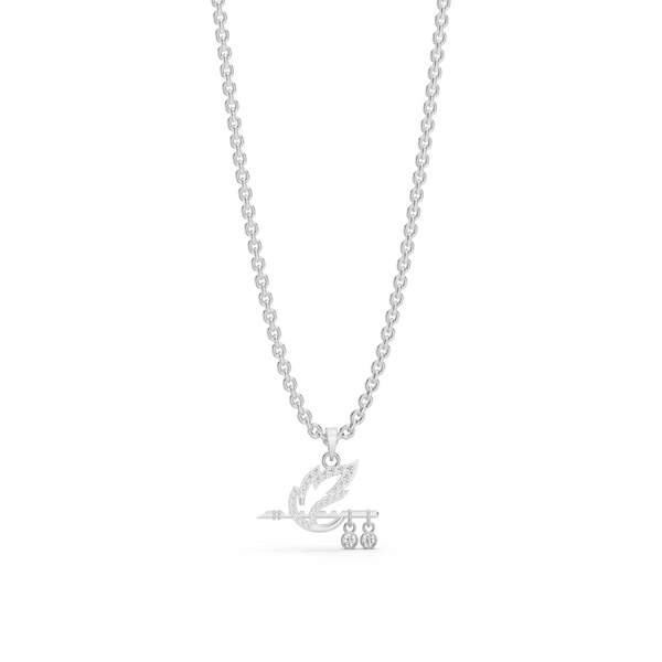 Miss Highness 925 Silver Leaf & Bar Pendant with Zircon Sparkle