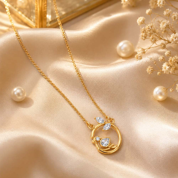 Miss Highness 925 Sterling Silver Gold Plated Bird Design Pendant Necklace with CZ Stones For Women
