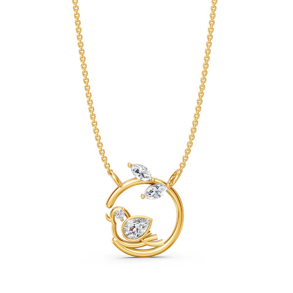 Miss Highness 925 Sterling Silver Gold Plated Bird Design Pendant Necklace with CZ Stones For Women