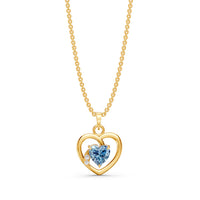 Miss Highness Blue Heart Solitaire Pendant in Gold-Plated 925 Silver | Dual Heart CZ Necklace for Women