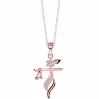Miss Highness Shri Krishna Bansuri Pendant Rose Gold-Plated 925 Silver | CZ Studded Flute Necklace for Women