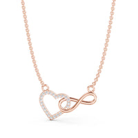 925 Sterling Silver Rose Gold Plated Heart Infinity Necklace for Women | Diamond Look Gift