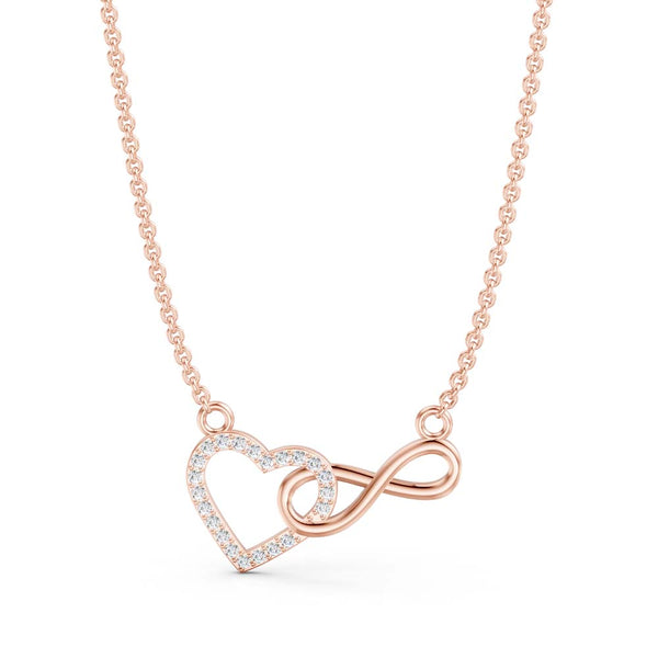 925 Sterling Silver Rose Gold Plated Heart Infinity Necklace for Women | Diamond Look Gift
