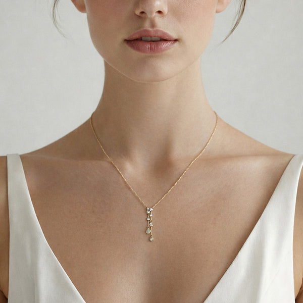 925 Sterling Silver Teardrop Diamond Pendant Necklace for Women & Girls