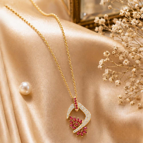 925 Sterling Silver 24K Gold Plated Floral Drop Pendant for Women & Girls