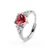Miss Highness 925 Sterling Silver Red Heart CZ Diamond Ring for Women & Girls