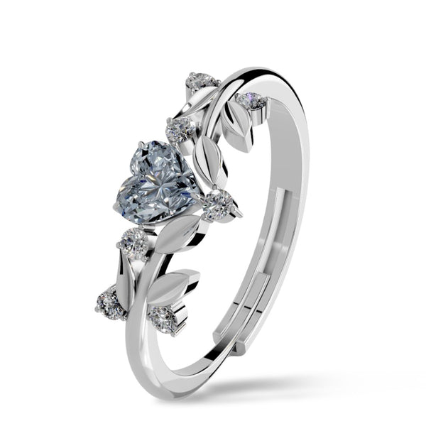 Miss Highness Pure 925 Sterling Silver Heart Shape Diamond-Cut CZ Engagement Ring for Women & Girls