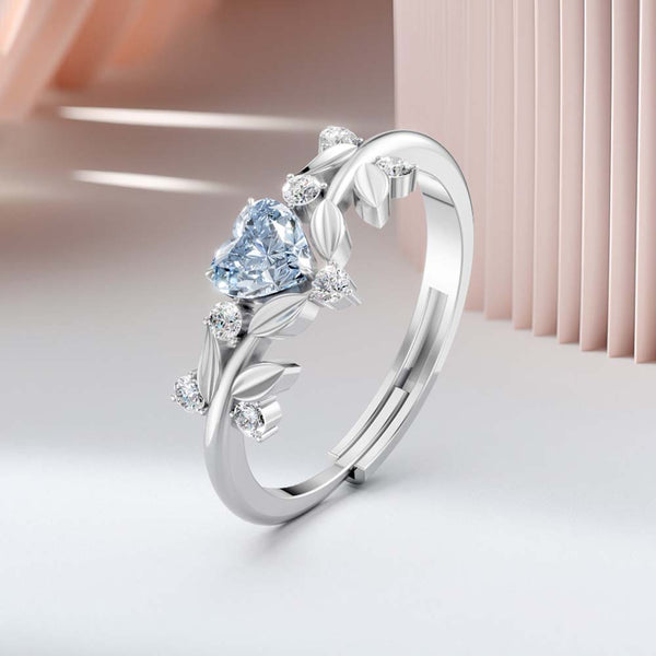 Miss Highness Pure 925 Sterling Silver Heart Shape Diamond-Cut CZ Engagement Ring for Women & Girls