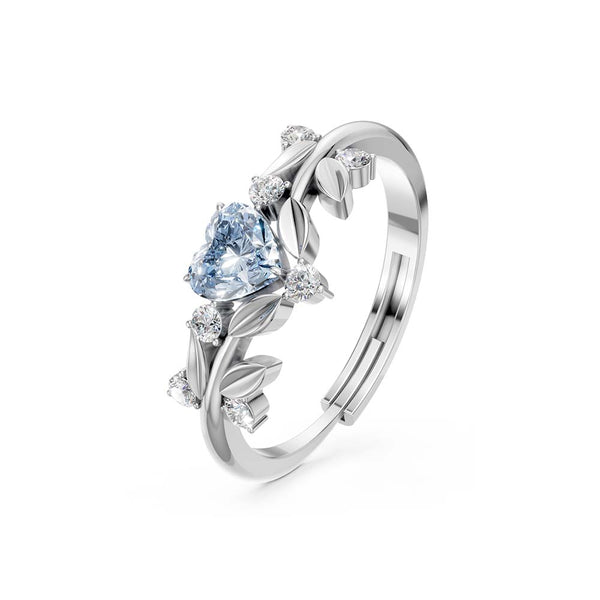 Miss Highness Pure 925 Sterling Silver Heart Shape Diamond-Cut CZ Engagement Ring for Women & Girls