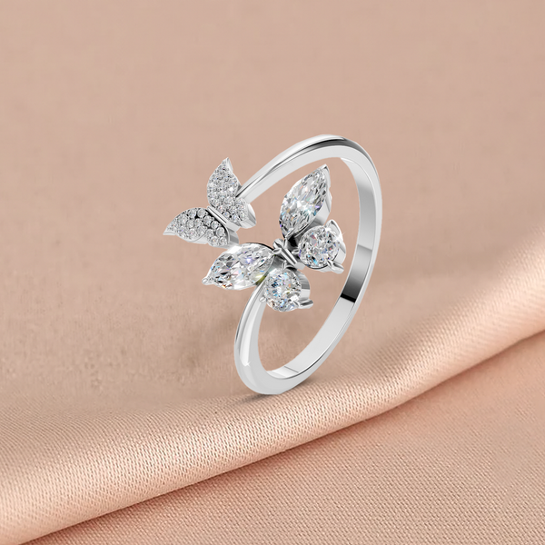 Miss Highness 925 Silver Butterfly Design Adjustable Ring for Women