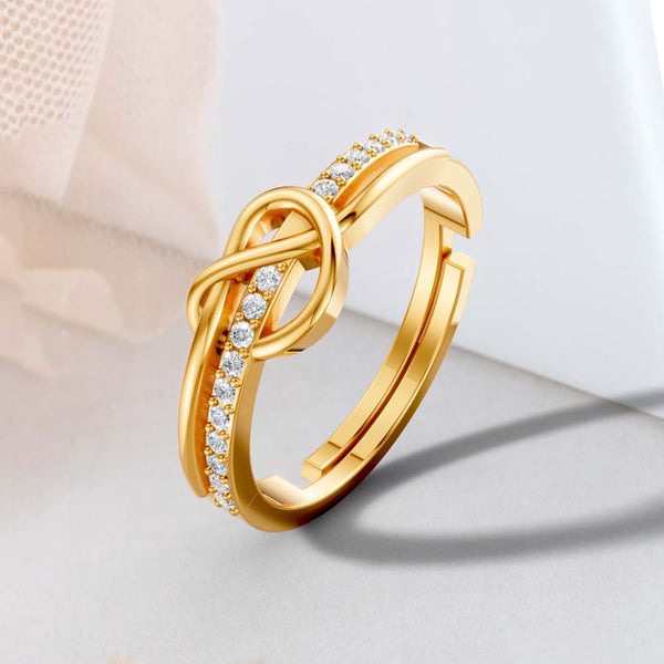 Miss Highness 925 Sterling Silver 24K Gold Plated Knot Design Promise Ring for Women