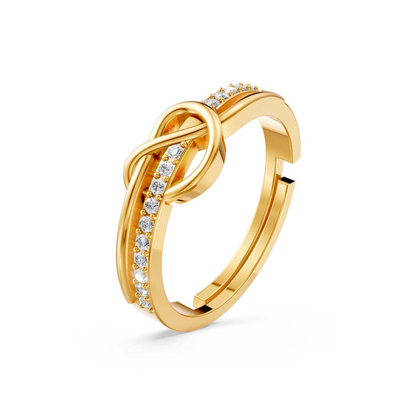 Miss Highness 925 Sterling Silver 24K Gold Plated Knot Design Promise Ring for Women