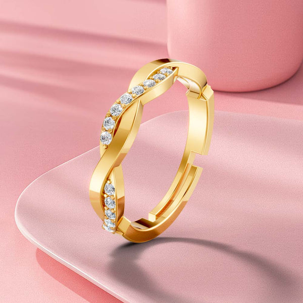 Miss Highness Gold-Plated 925 Silver Twisted CZ Band Ring for Women | Elegant Infinity-Inspired Design