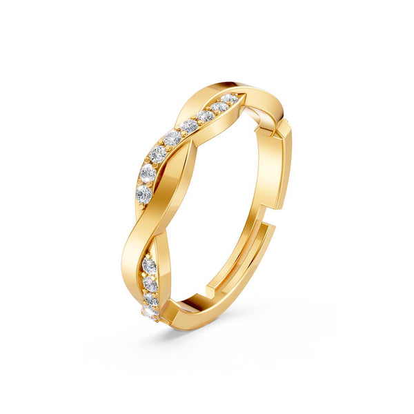 Miss Highness Gold-Plated 925 Silver Twisted CZ Band Ring for Women | Elegant Infinity-Inspired Design