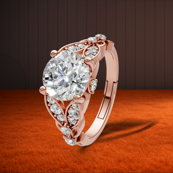 Miss Highness 925 Sterling Silver Rose Gold Plated Adjustable Solitaire Ring for Women | Diamond Look Party Wear Gift