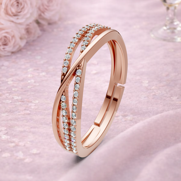 Miss Highness 925 Sterling Silver Rose Gold Plated Adjustable Ring for Women | Diamond Look Party Wear Gift