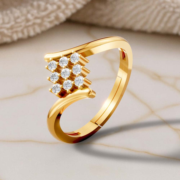 925 Sterling Silver 24K Gold-Plated Diamond Cluster Open Ring for Women & Girls