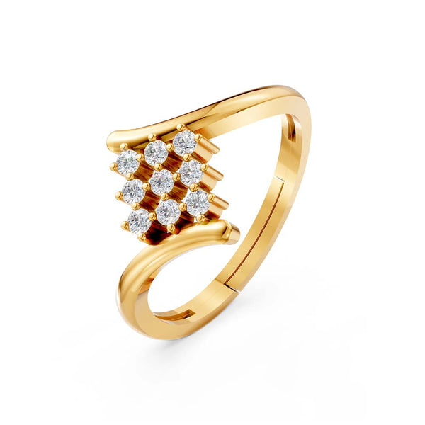 925 Sterling Silver 24K Gold-Plated Diamond Cluster Open Ring for Women & Girls