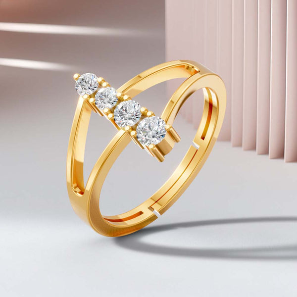 925 Sterling Silver 24K Gold-Plated Multi-Shape Stone Open Ring for Women & Girls