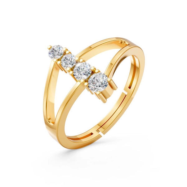 925 Sterling Silver 24K Gold-Plated Multi-Shape Stone Open Ring for Women & Girls