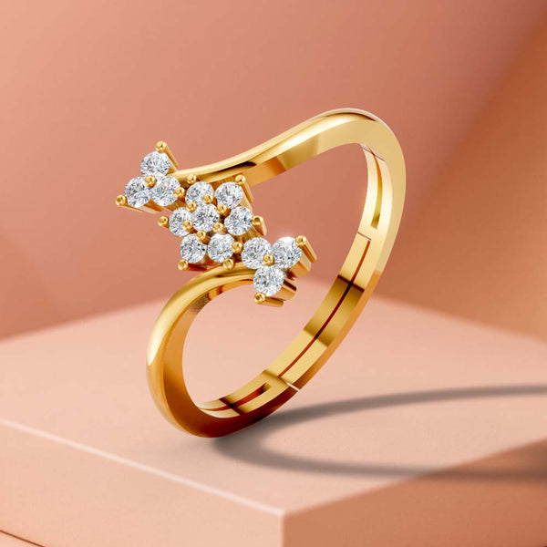 925 Sterling Silver 24K Gold-Plated Sparkle Cluster Wave Ring for Women & Girls