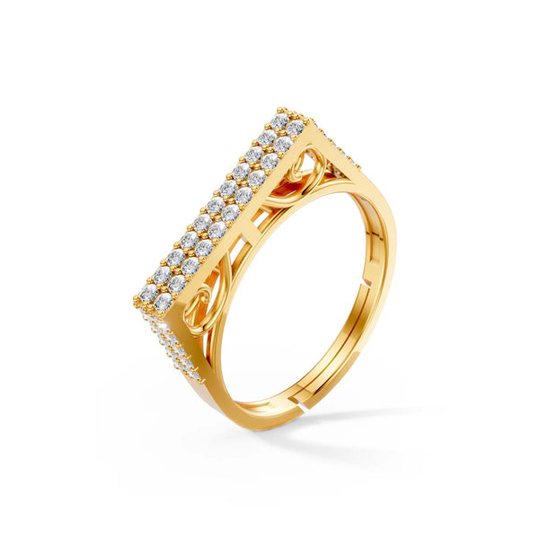 925 Sterling Silver 24K Gold-Plated Square Cluster Band Ring for Women & Girls