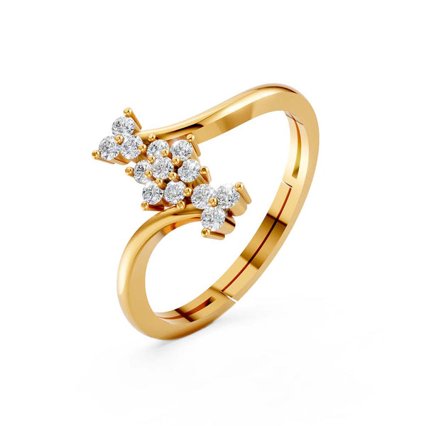 925 Sterling Silver 24K Gold-Plated Sparkle Cluster Wave Ring for Women & Girls