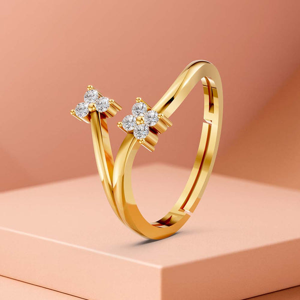 925 Sterling Silver 24K Gold-Plated Floral Open Ring for Women & Girls