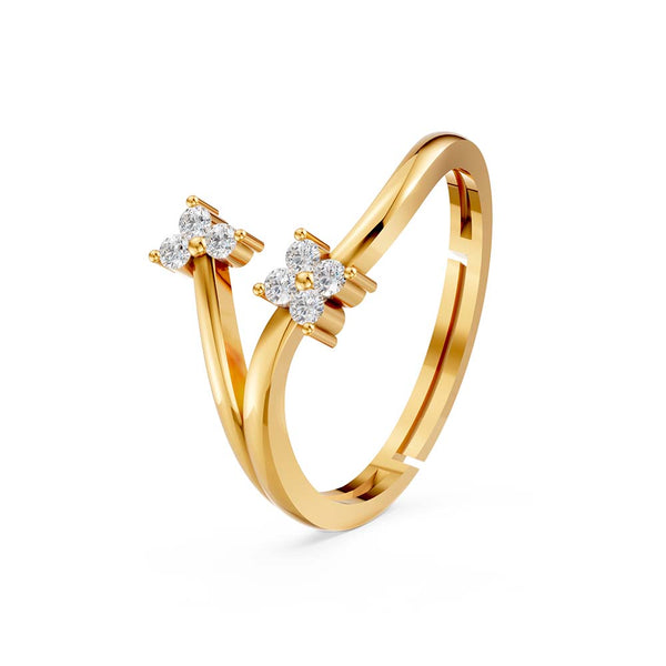 925 Sterling Silver 24K Gold-Plated Floral Open Ring for Women & Girls
