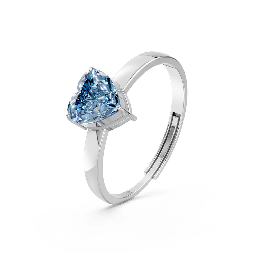 Miss Highness 925 Sterling Silver Adjustable Heart CZ Ring for Women ...