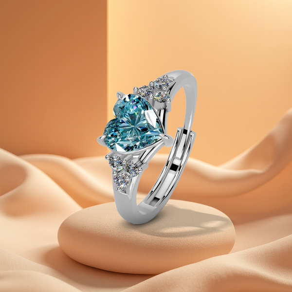 Miss Highness Pure 925 Silver Heart Shape Blue Zirconia Silver Ring for Women