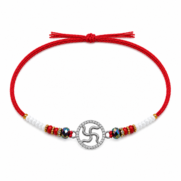 Miss Highness 925 Sterling Silver Swastik Rakhi for Brother with CZ Stones
