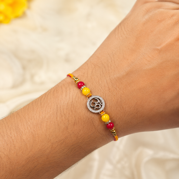 Miss Highness 925 Sterling Silver Om Rakhi for Brother with CZ Stone