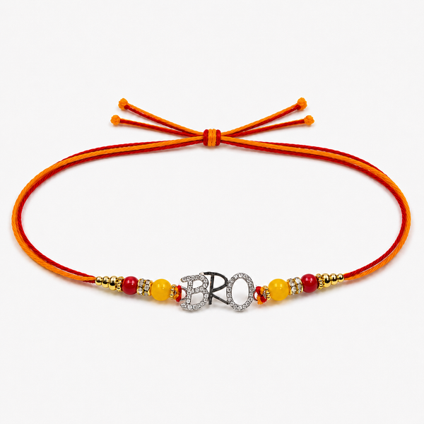 Miss Highness 925 Sterling Silver Bro Letter Rakhi for Brother with CZ