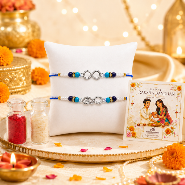 Miss Highness 925 Sterling Silver Infinity & Bro Rakhi Set of 2 for Brother