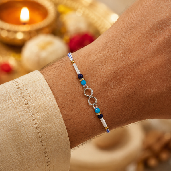 Miss Highness 925 Sterling Silver Infinity Rakhi for Brother with CZ